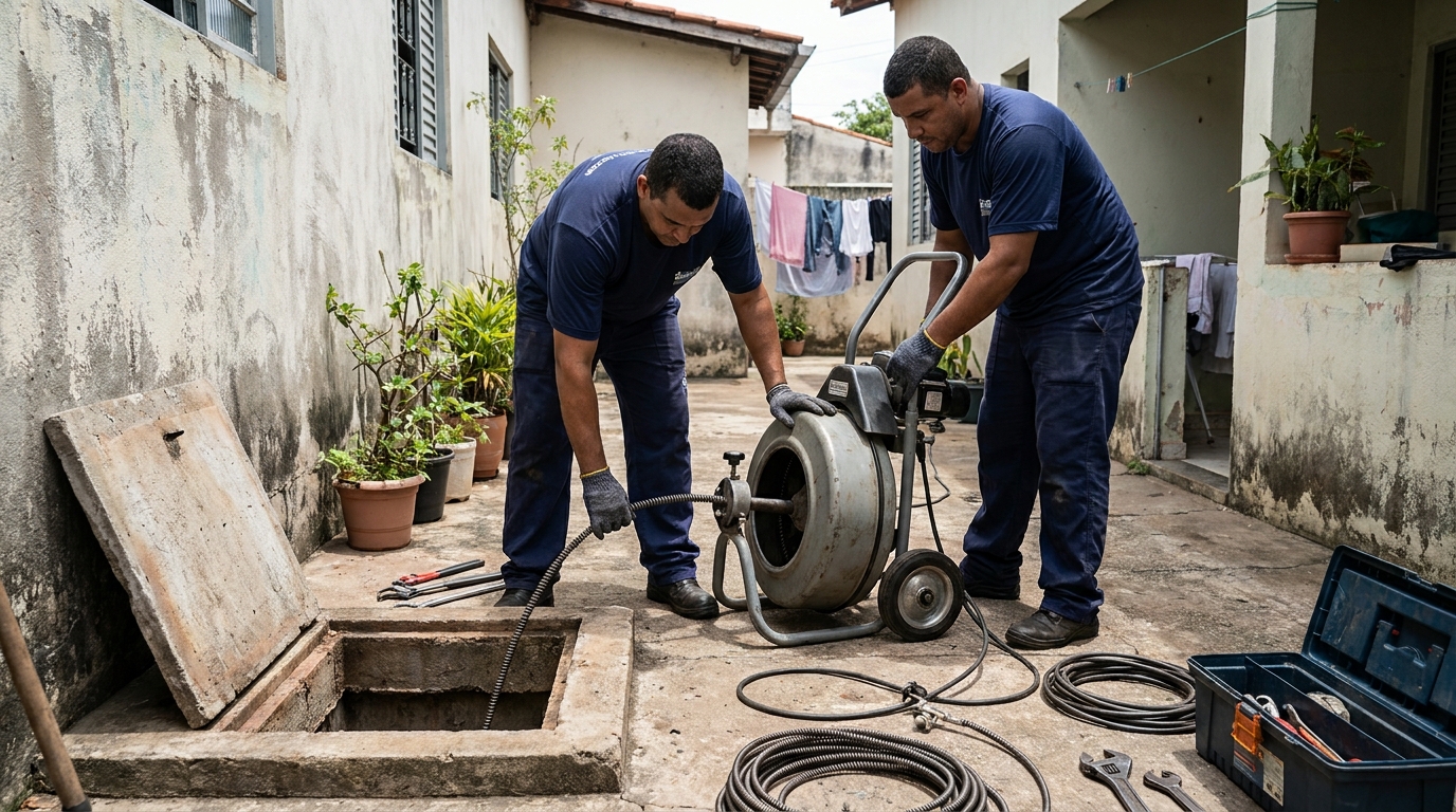Desentupimento de Coluna Sanitária em Mogi das Cruzes‑SP