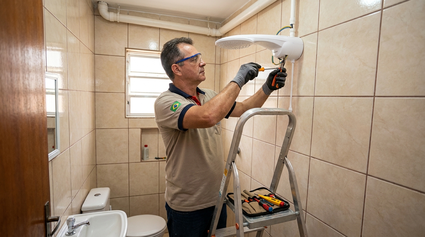 Substituição de Chuveiro Antigo no Centro, Mogi das Cruzes‑SP